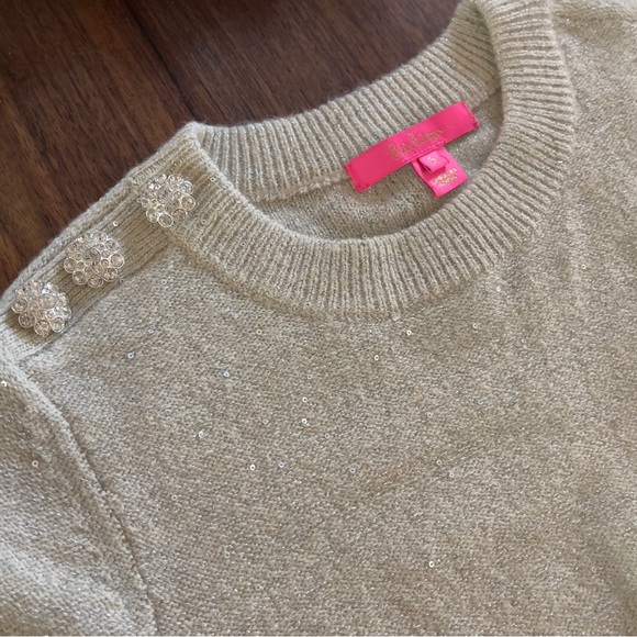 NWOT Lilly Pulitzer Jeweled Beige/Ivory Morgan Metallic...
